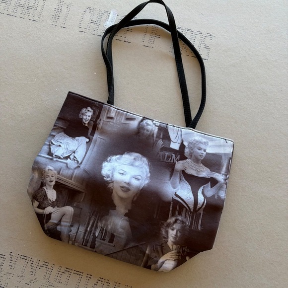 Handbags - Y2K Marilyn Monroe Photo Print Rhinestone Tote Bag